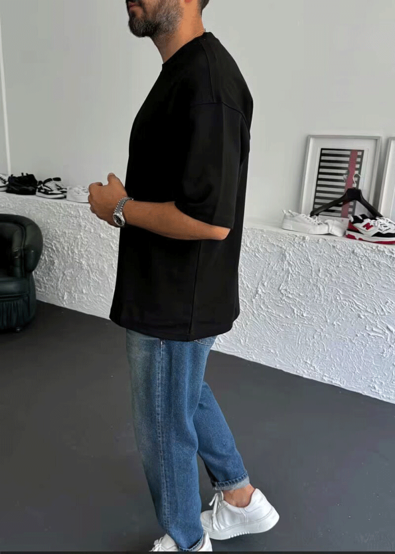 Oversized Basic T-Shirt – Μαύρο – 3