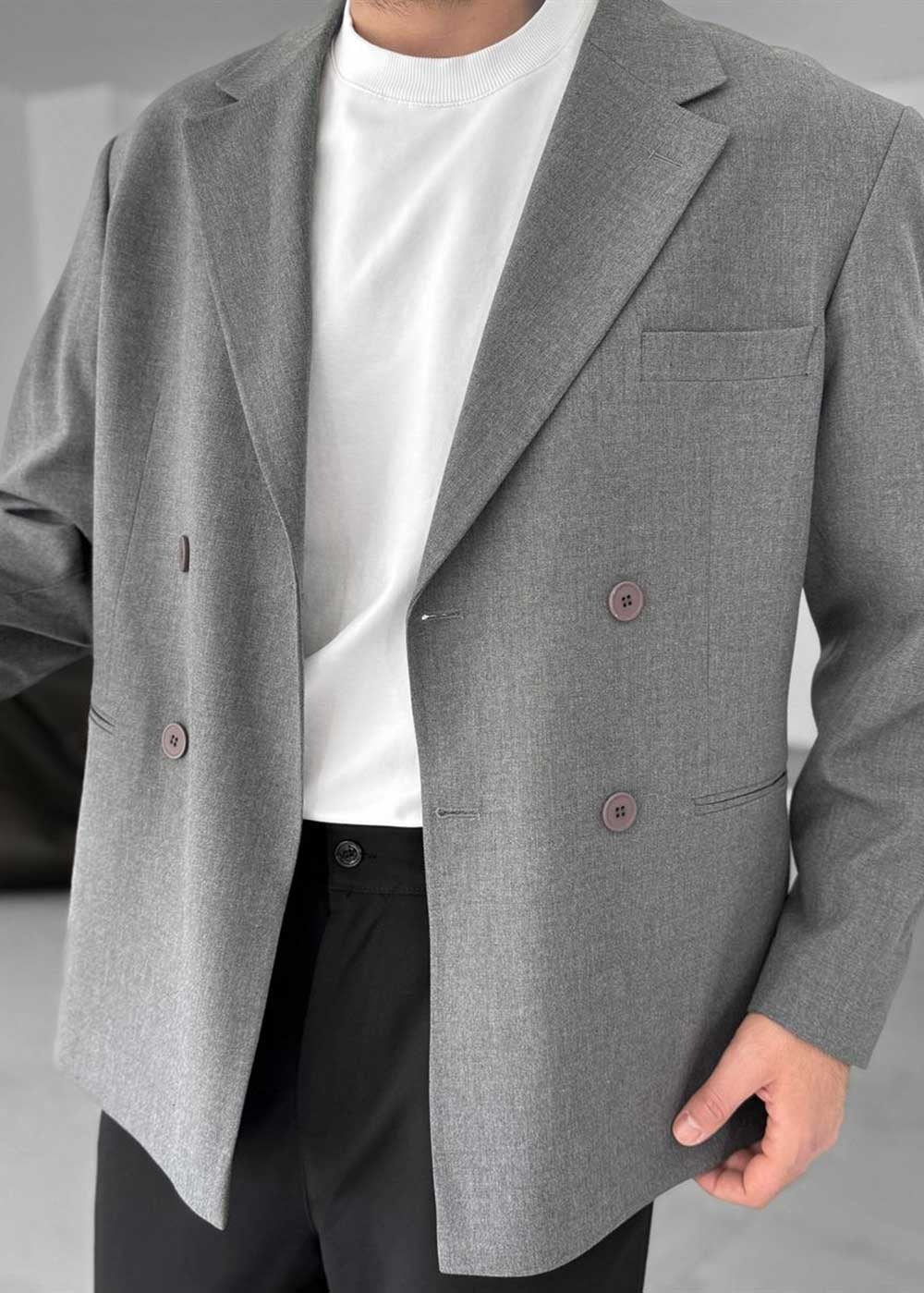 Σακάκι Oversized Double-Breasted Blazer – Ανθρακί – 3