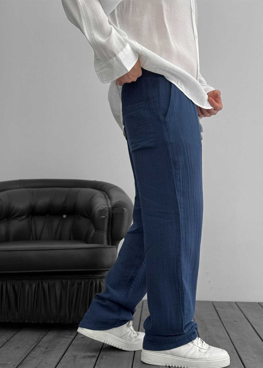 Παντελόνι Baggy Muslin Breeze – Navy Blue – 3
