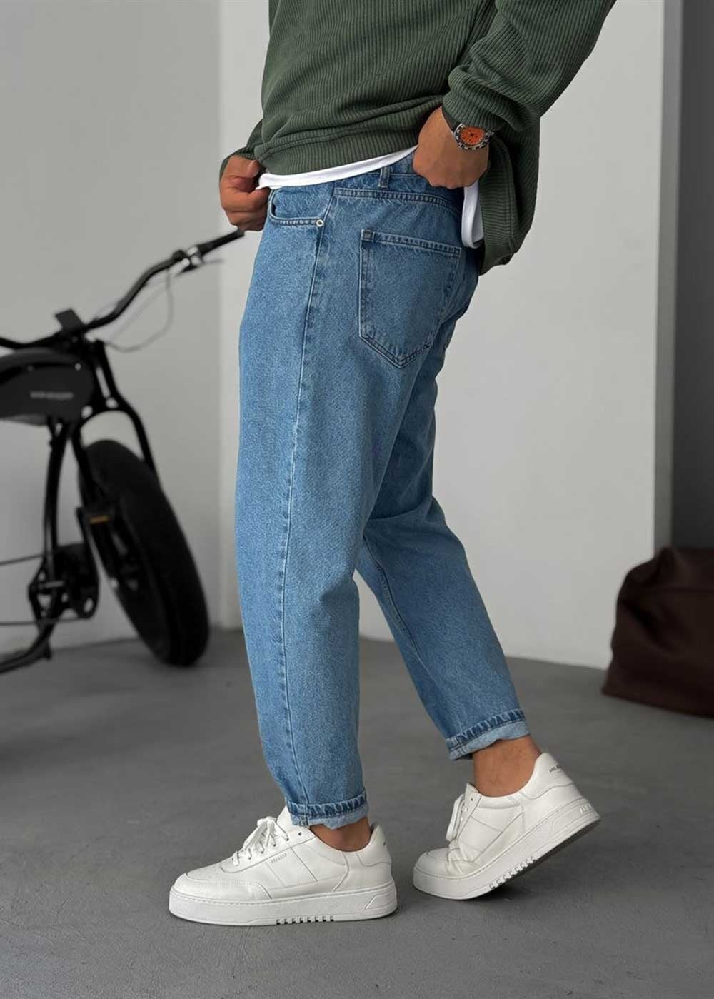 Basic Παντελόνι Τζιν Loose Fit - Ανοιχτό Μπλε – 3