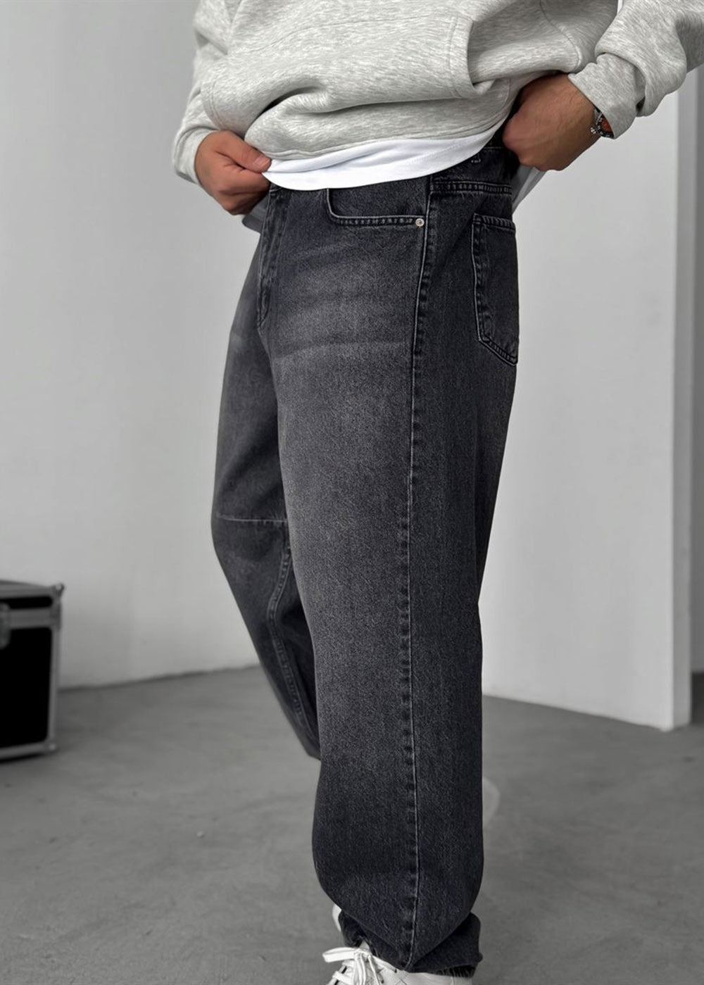 Baggy Relax Denim Τζιν Παντελόνι Ξεβαμμένο – Ανθρακί – 3