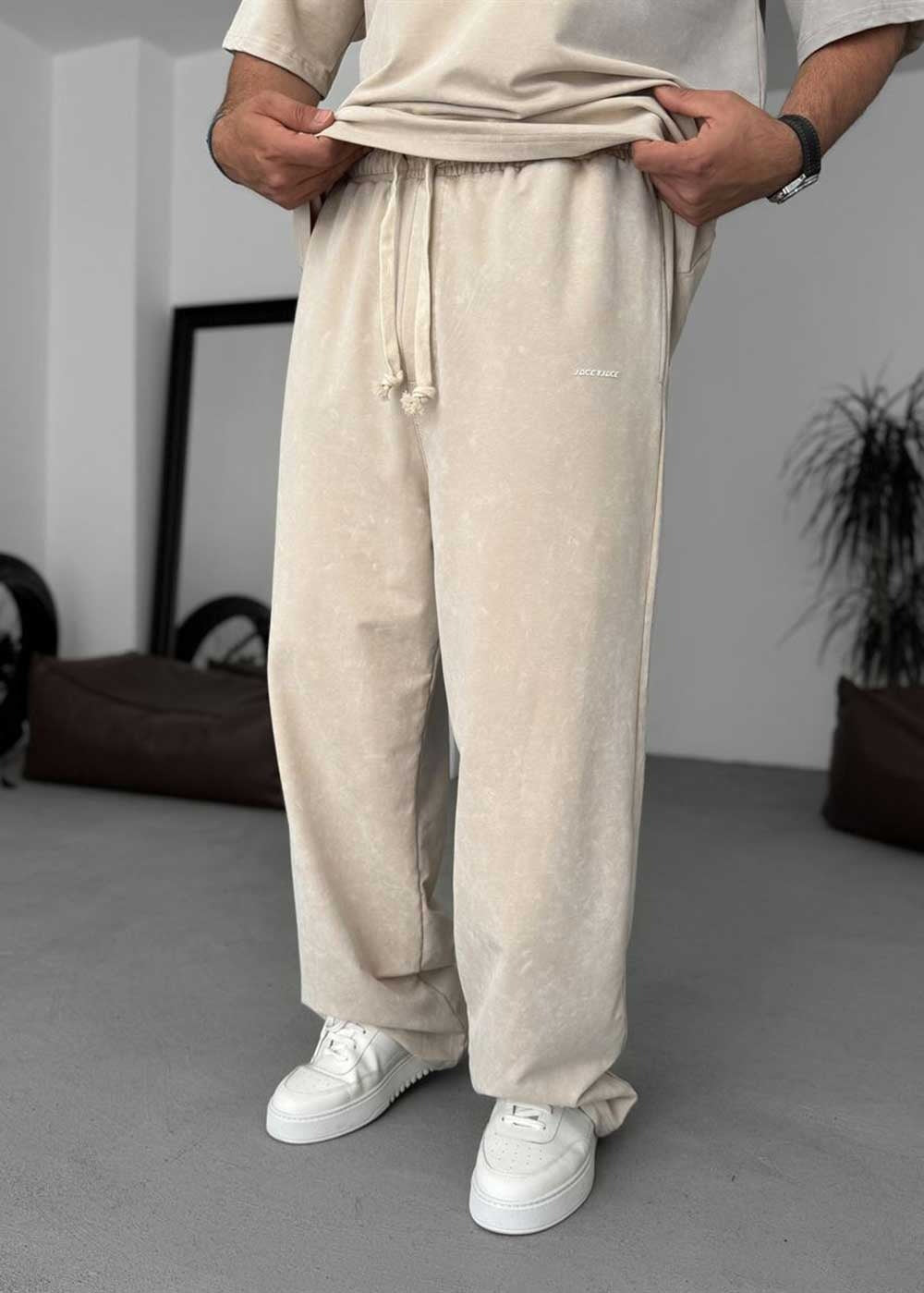 “Acid Wash” Jogger σε Ίσια Γραμμή Premium Chill – Μπεζ – 3