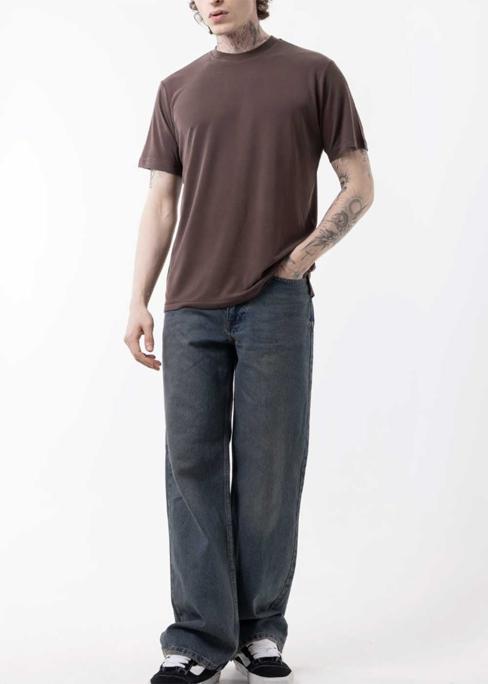 Modal Suprem T-Shirt Κανονικής Γραμμής – Καφέ – 3