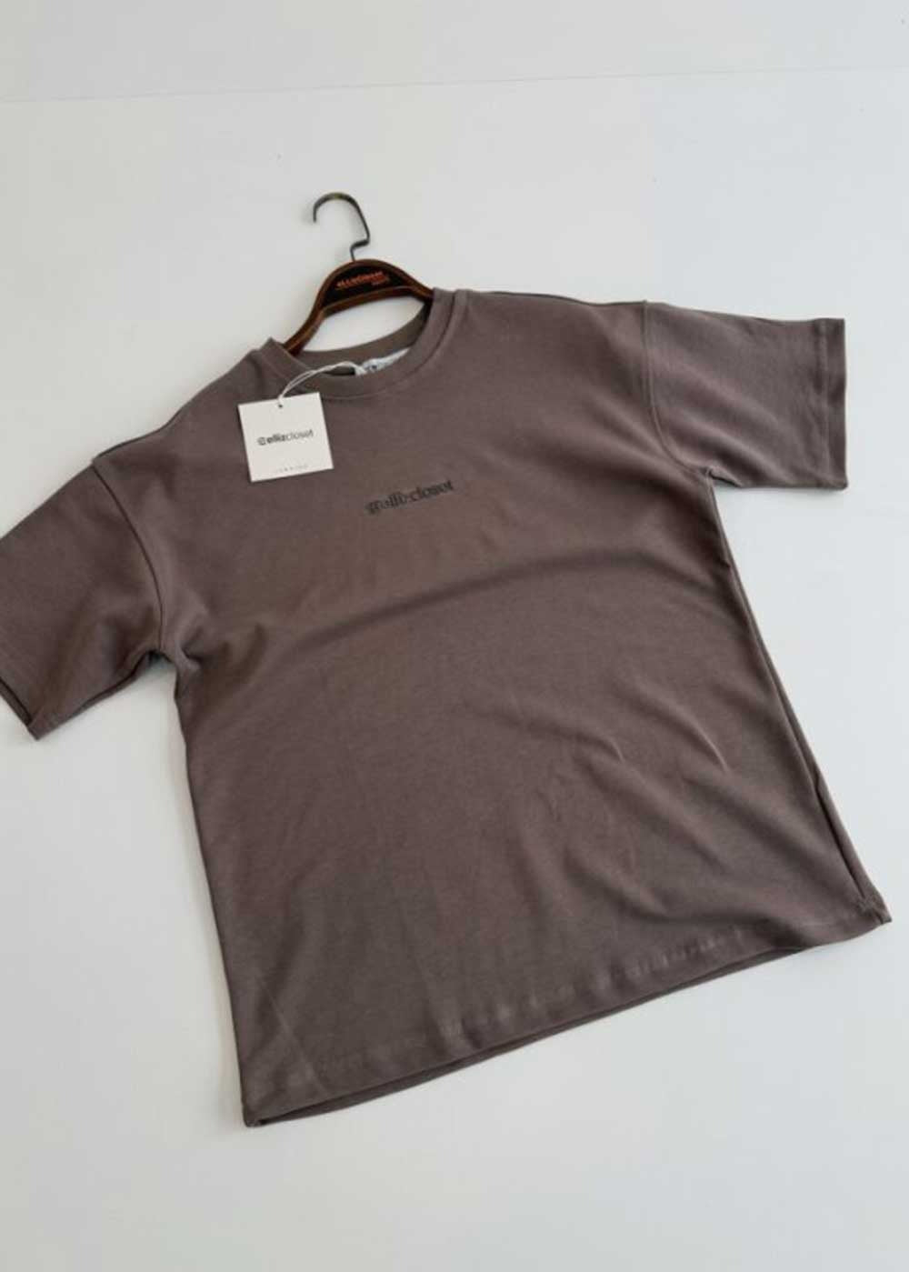 Basic Oversized T-Shirt Με Λογότυπο – Καφέ – 4
