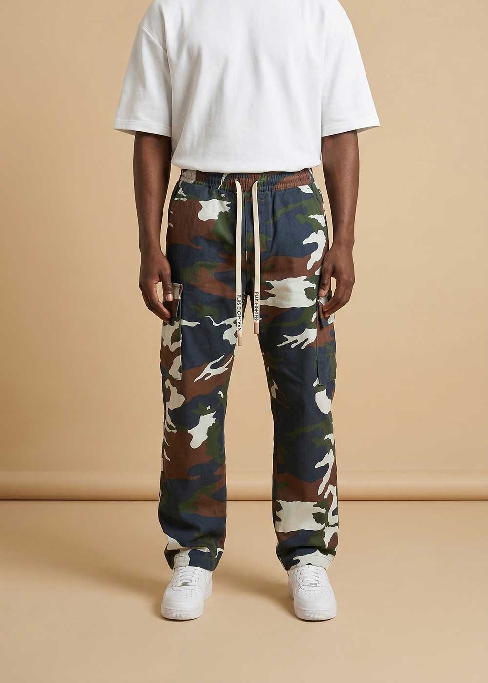 Camo Cargo Baggy Παντελόνι με Λάστιχο στη Μέση – Dark Blue – 4