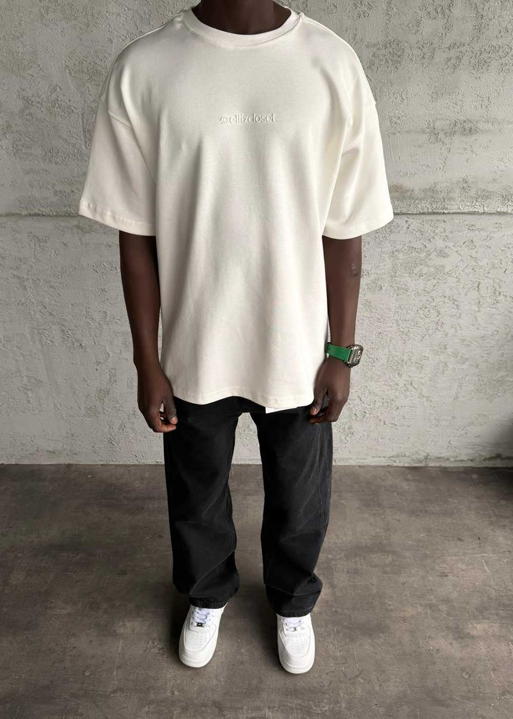 Basic Oversized T-Shirt Με Λογότυπο – Λευκό – 4