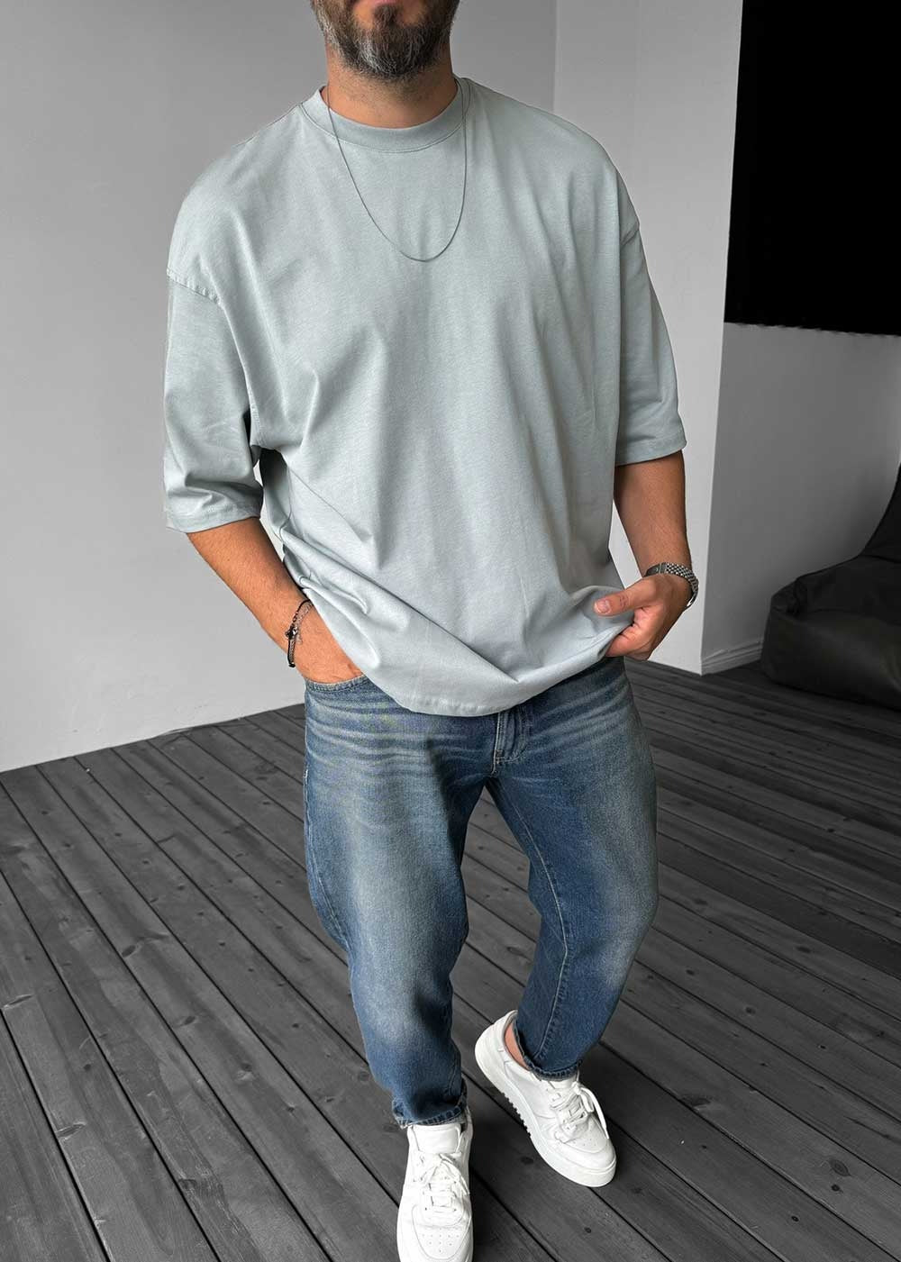 Basic Oversized T-Shirt – Γκρι Του Πάγου – 4