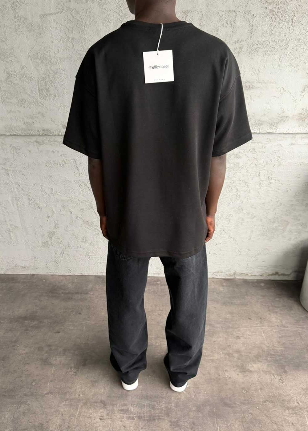 Basic Oversized T-Shirt Με Λογότυπο – Μαύρο – 3
