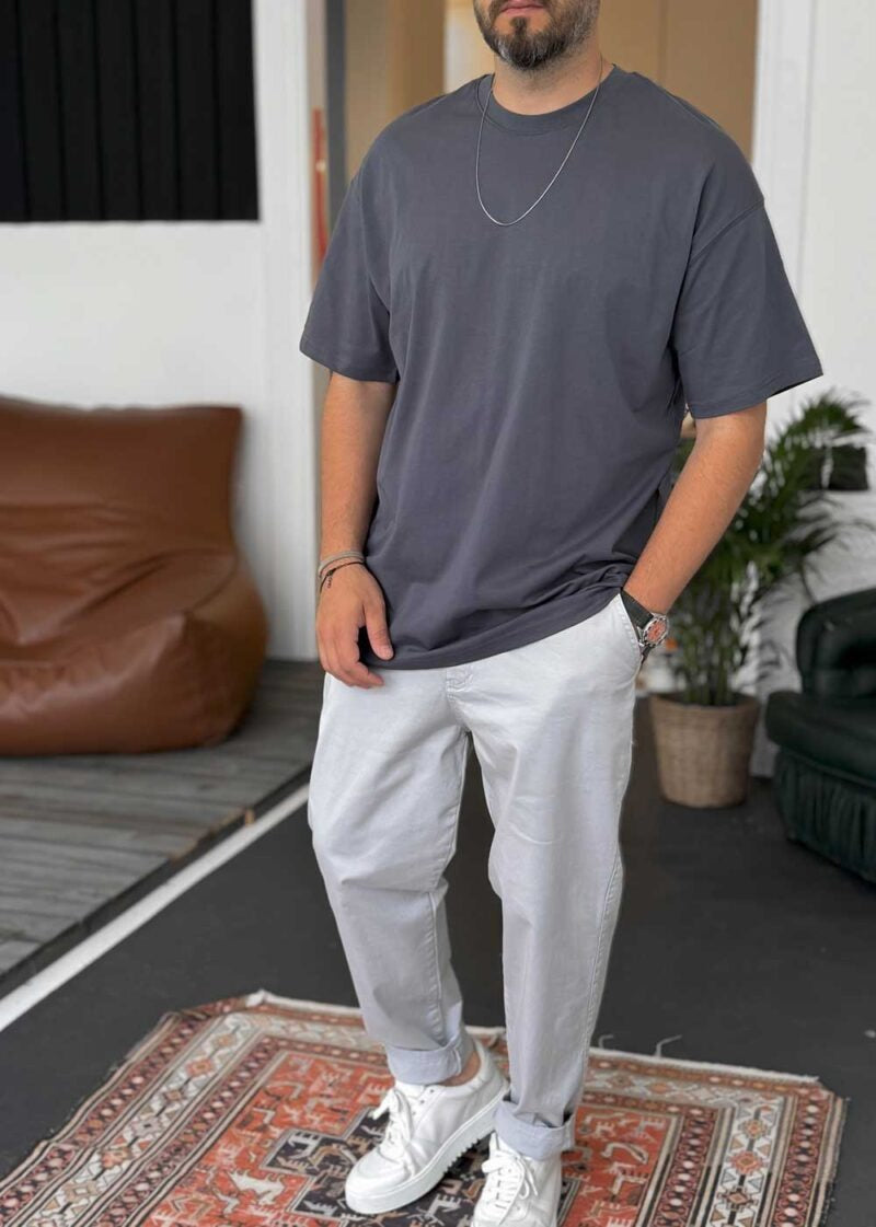 Basic Oversized T-Shirt – Ανθρακι – 4