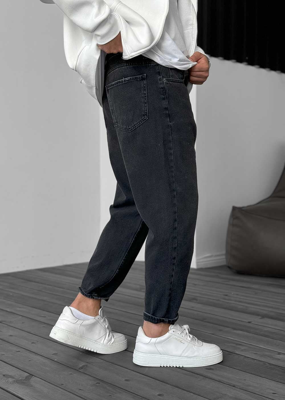 Παντελόνι Loose Fit Jean Με Εφέ Πλυσίματος - Μαύρο – 3