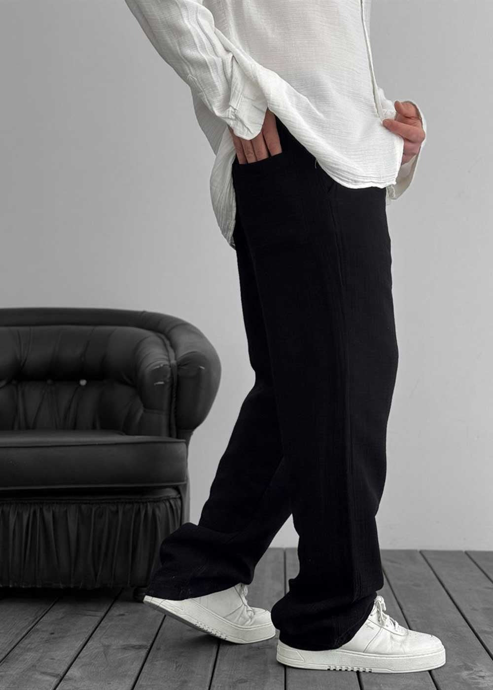 Παντελόνι Baggy Muslin Breeze – Μαύρο – 4