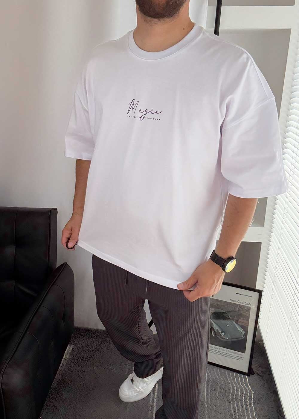 Magic Oversized T-Shirt – Λευκό – 4