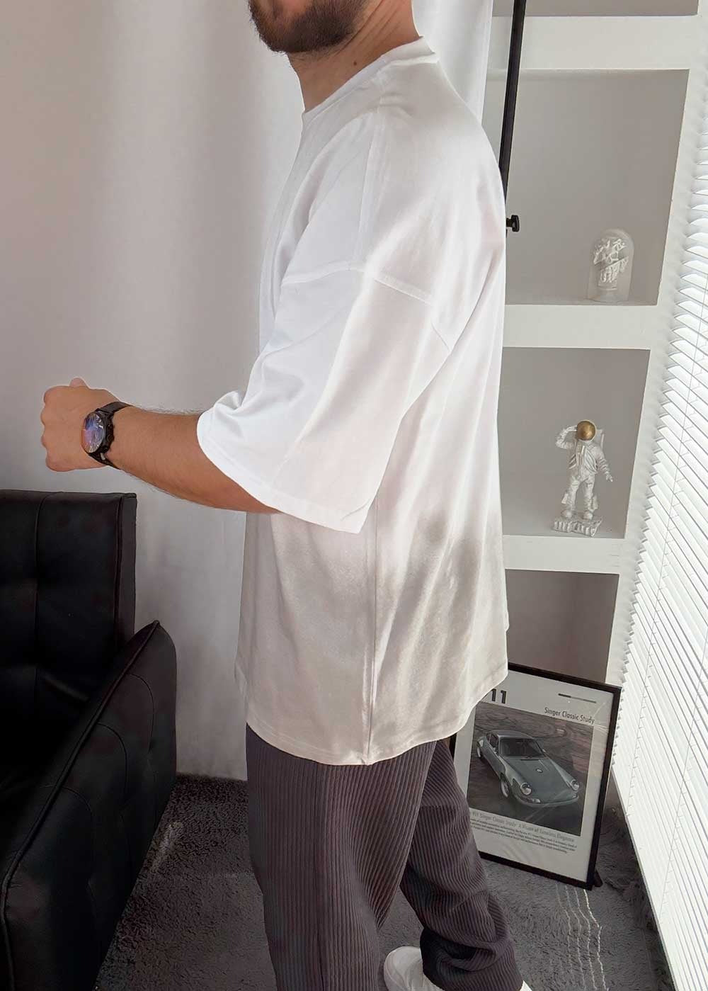 Sunny Of Life Oversized T-Shirt – Λευκό/Γκρι – 4