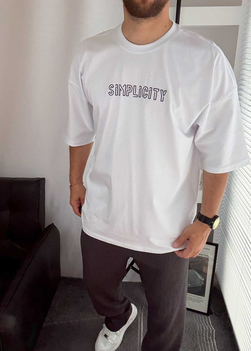 Simplicity Oversized T-shirt -Λευκό – 4