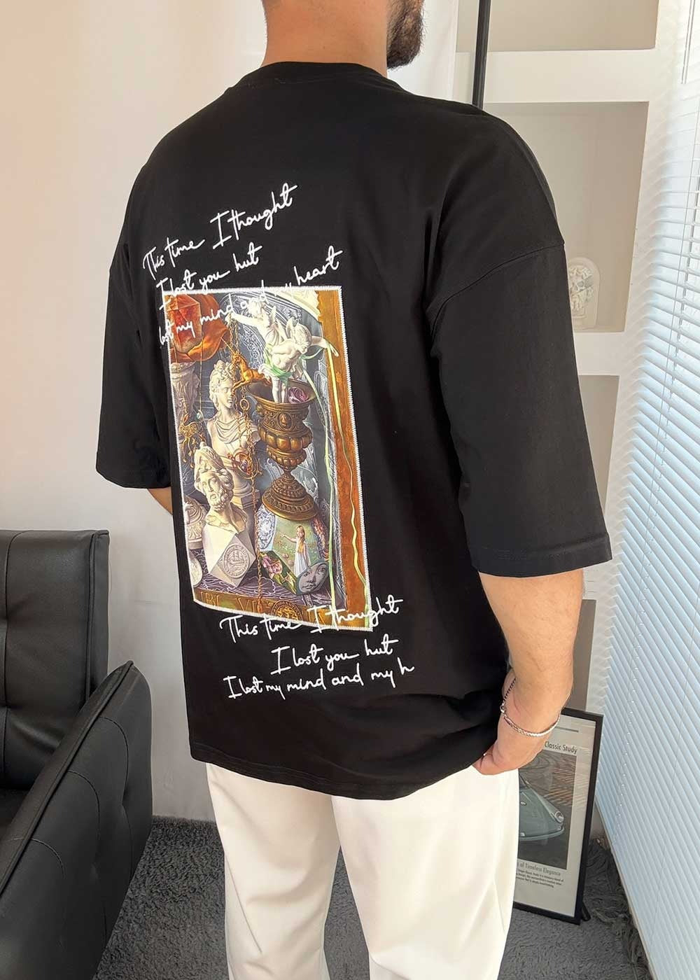 This Time Picture Oversized T-Shirt – Μαύρο – 4