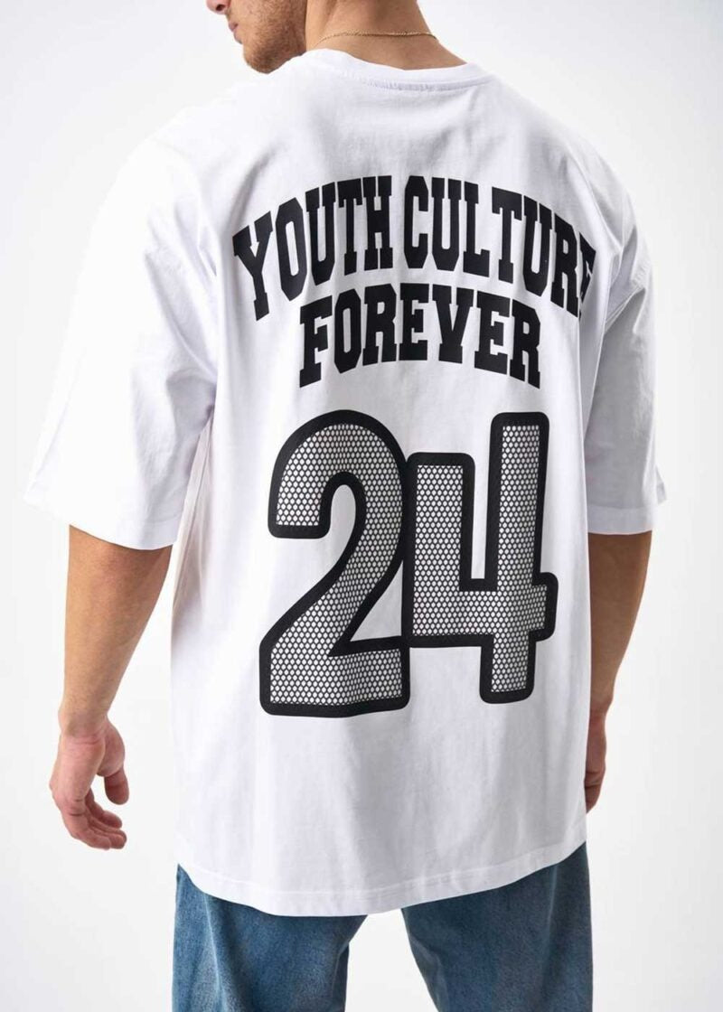 24 Oversized T-Shirt με Τύπωμα στην Πλάτη – Λευκό – 4