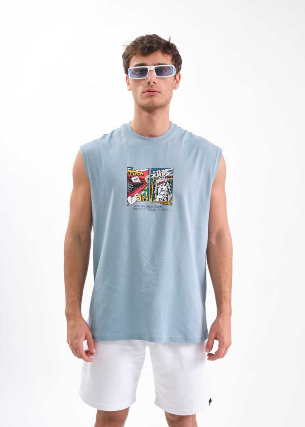 History Αμάνικο Relax T-Shirt – Γαλάζιο – 4