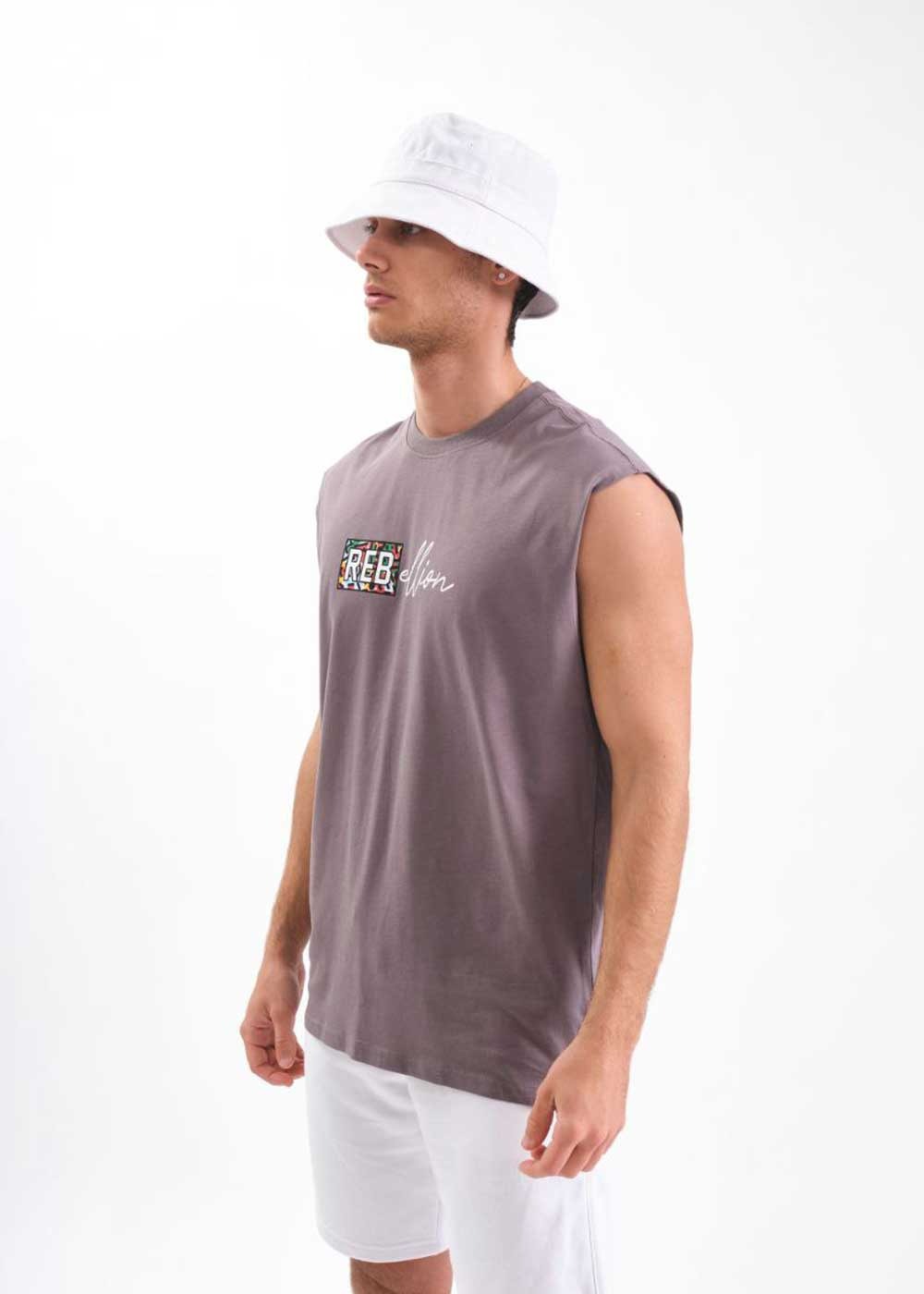Rebellion Αμάνικο Relax T-Shirt – Ανθρακί – 4