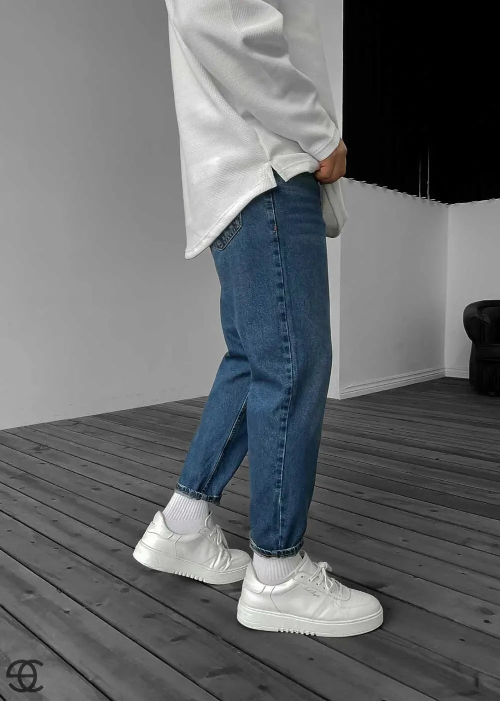 Παντελόνι Τζιν Loose Fit επεξεργασμένο – Μπλε – 4