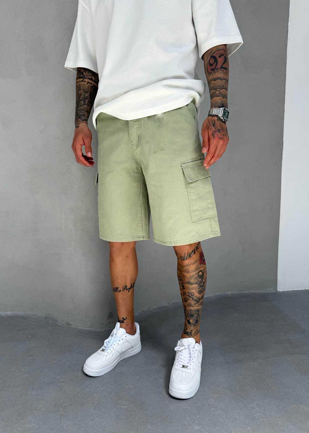 Denim Cargo Βερμούδα Baggy – Χακί Πράσινο – 4