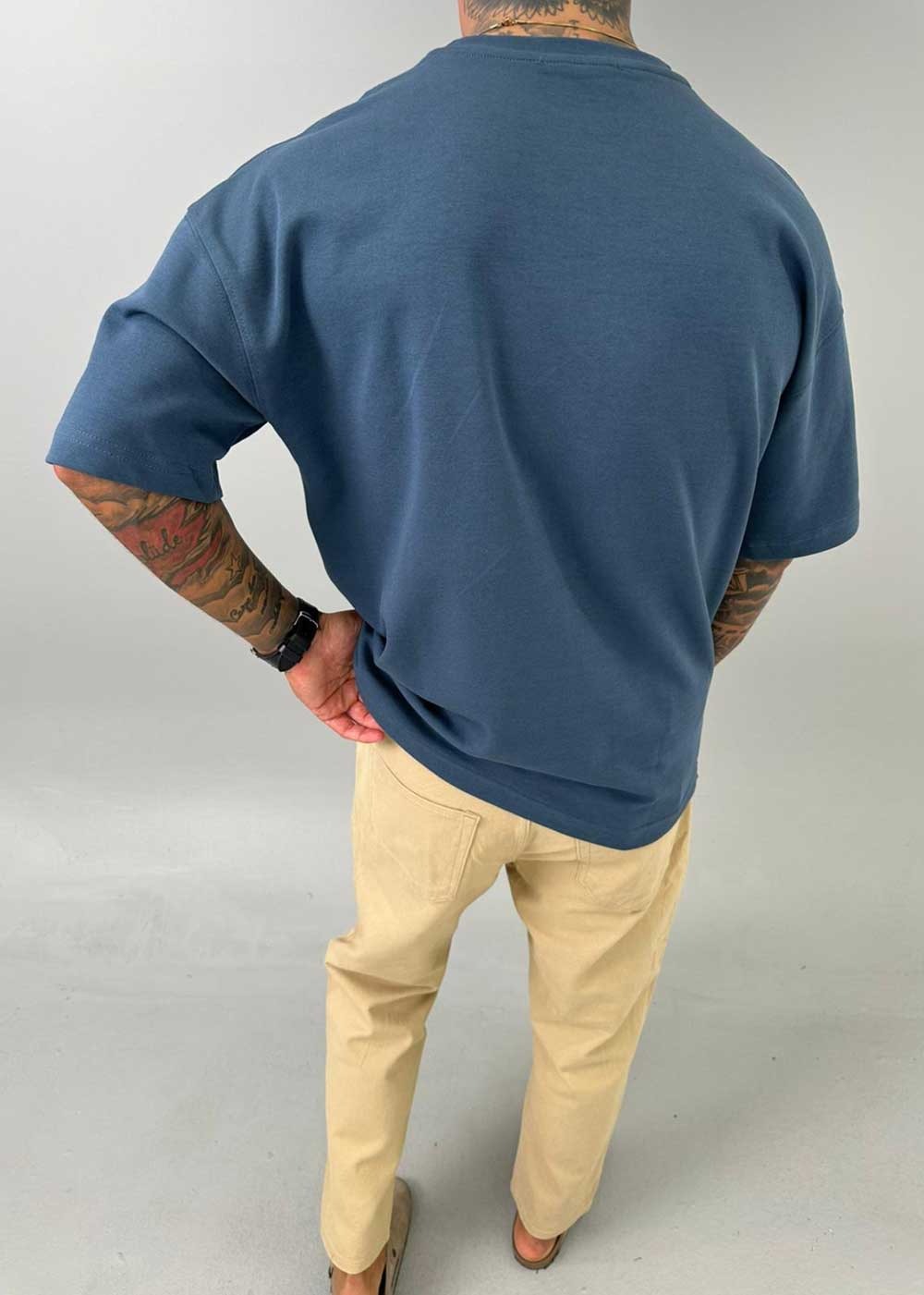 Oversized Basic T-Shirt – Πετρόλ – 4