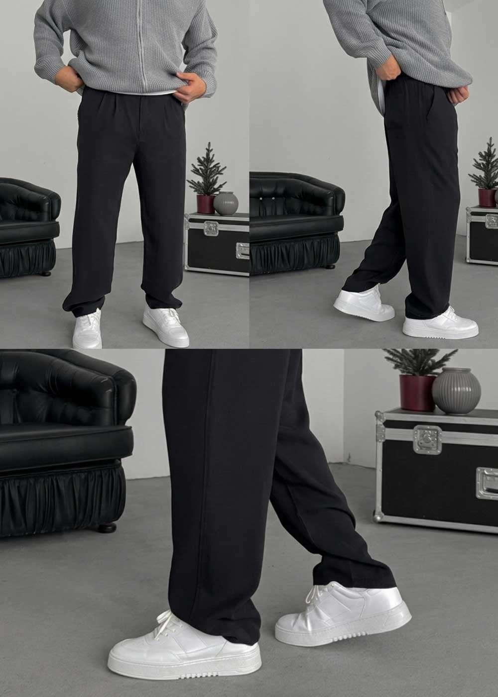 Premium Baggy Παντελόνι από Tencel με Πιέτες – Μαύρο – 4