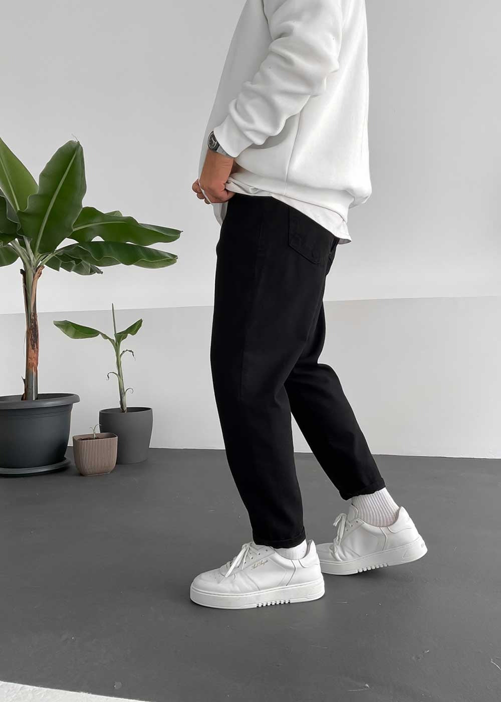 Basic Παντελόνι Τζιν Loose Fit -Μαύρο – 4