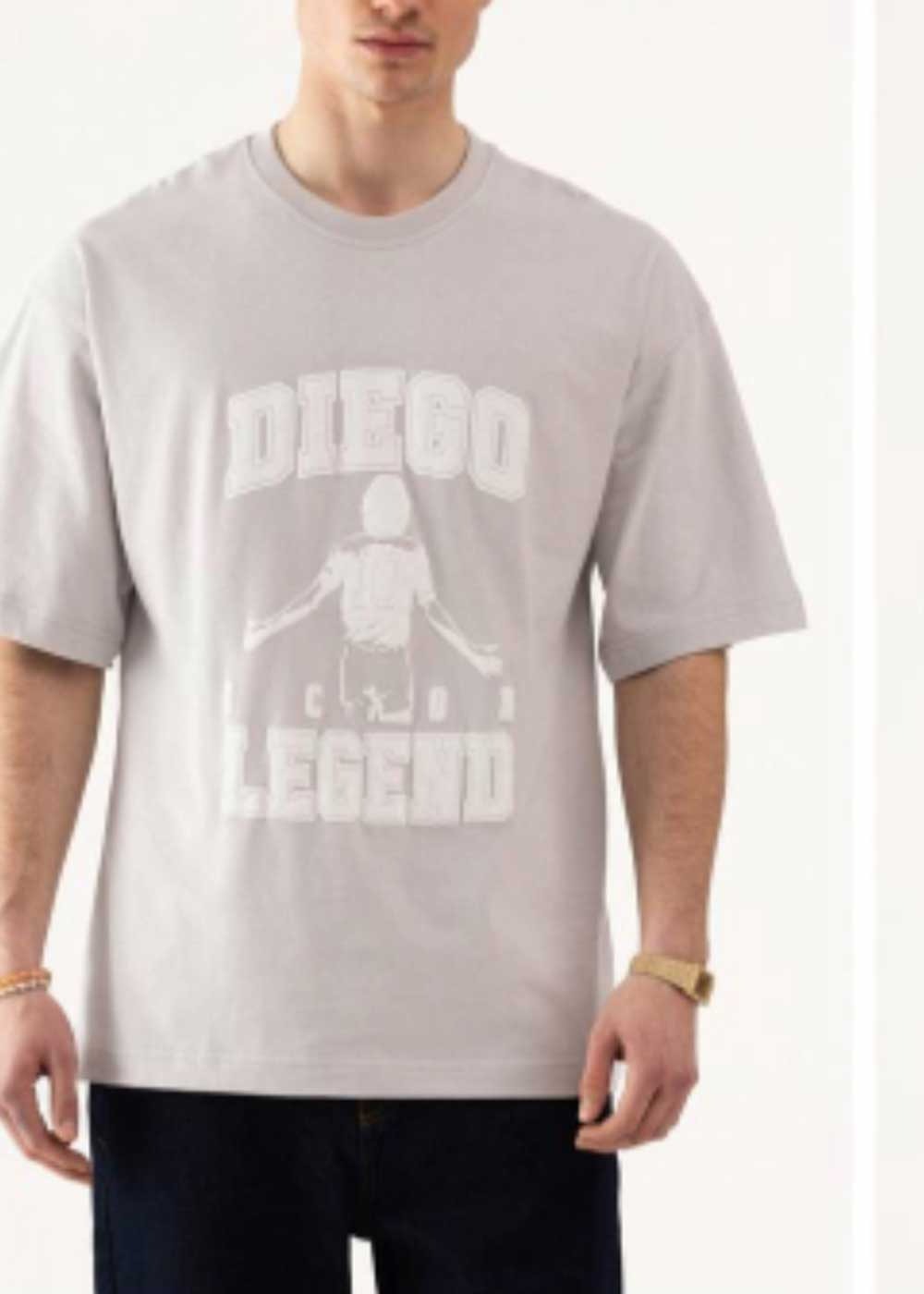 Oversized T-Shirt με Diego Graphic Πλάτης – Γκρι – 4