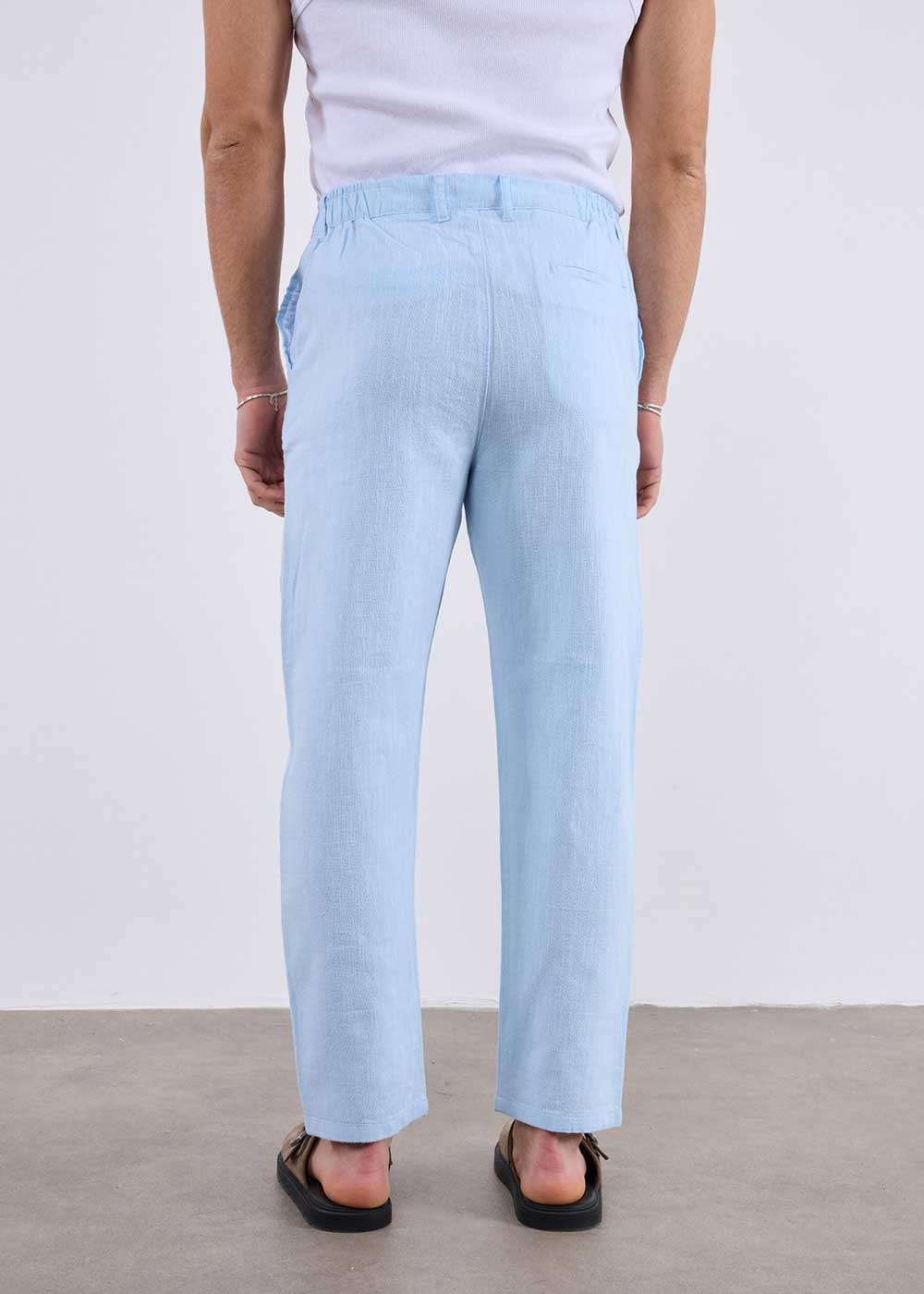Linen-Texture Regular Fit Παντελόνι – Γαλάζιο – 4