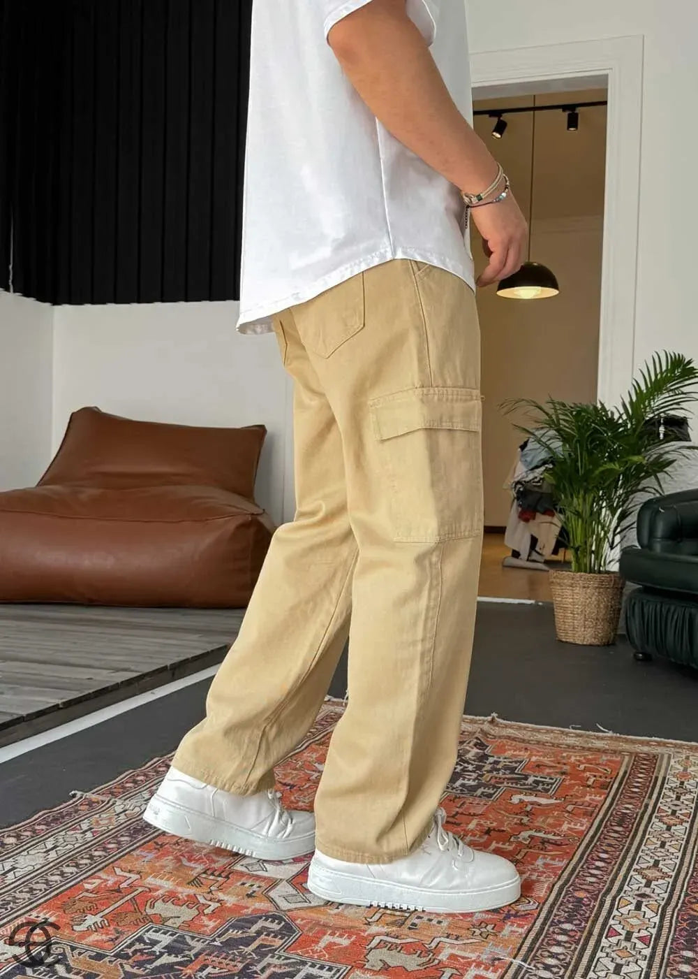 Cargo Παντελόνι Baggy – Σκούρο Μπεζ – 4
