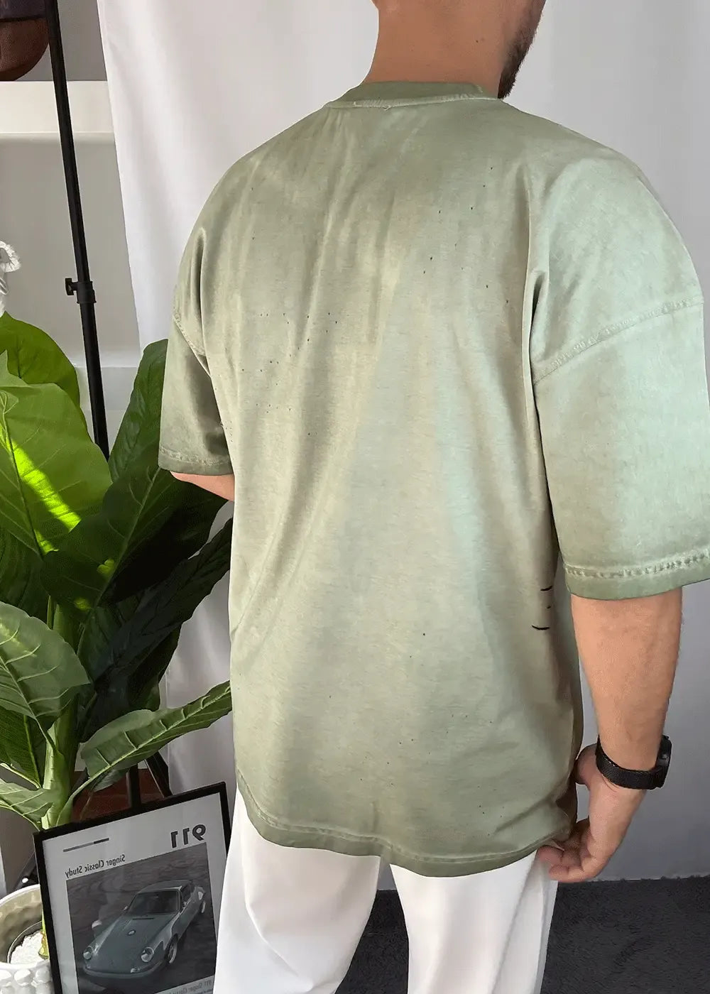 Ripped Oversized T-Shirt με Φθαρμένη Όψη και Σκισίματα – Πράσινο – 4
