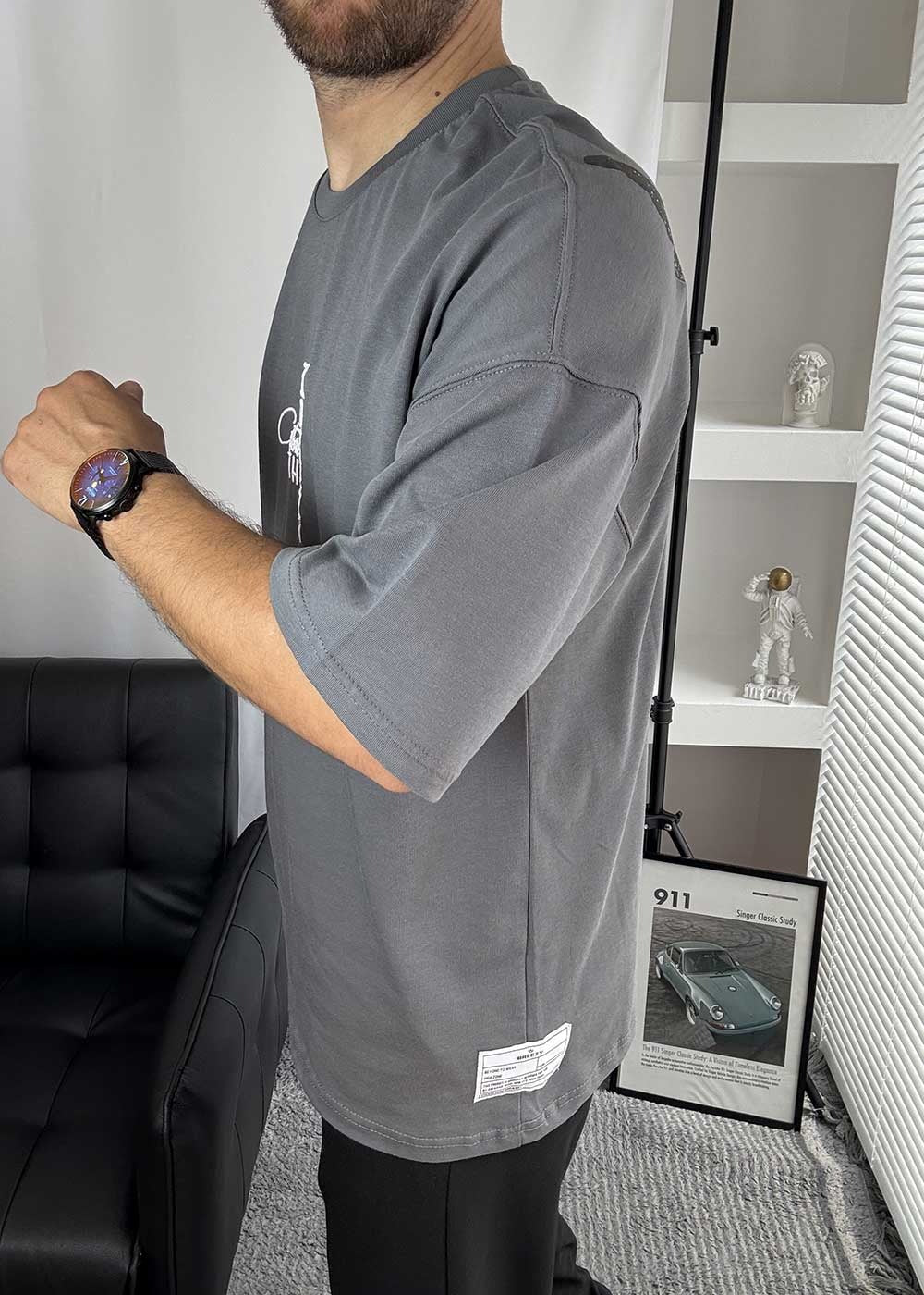 Capture the Moment Oversized T-Shirt με Τύπωμα – Γκρι Σκούρο – 4