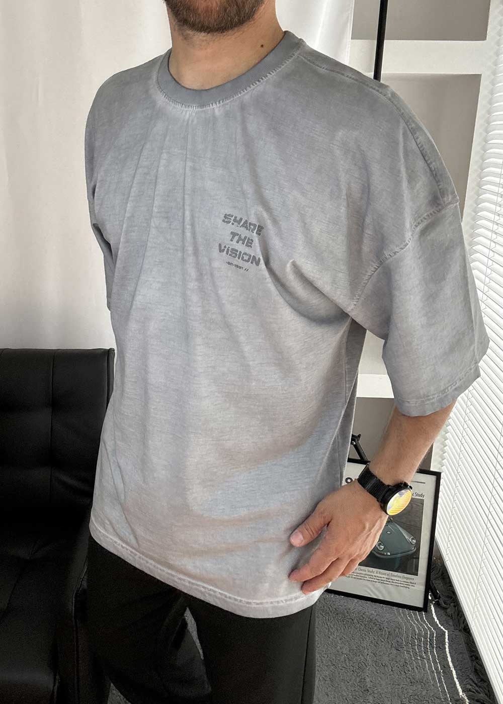The Future Oversized Acid Wash T-Shirt – Γκρι Ξεβαμμένο – 4