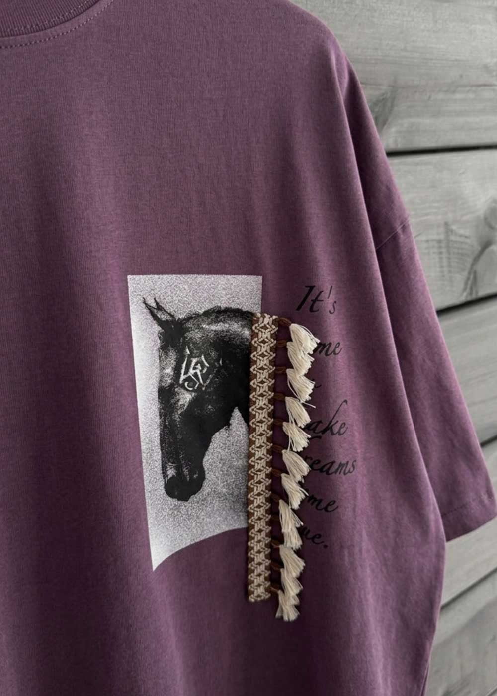 Oversized T-Shirt Horse Tassel – Μωβ – 4