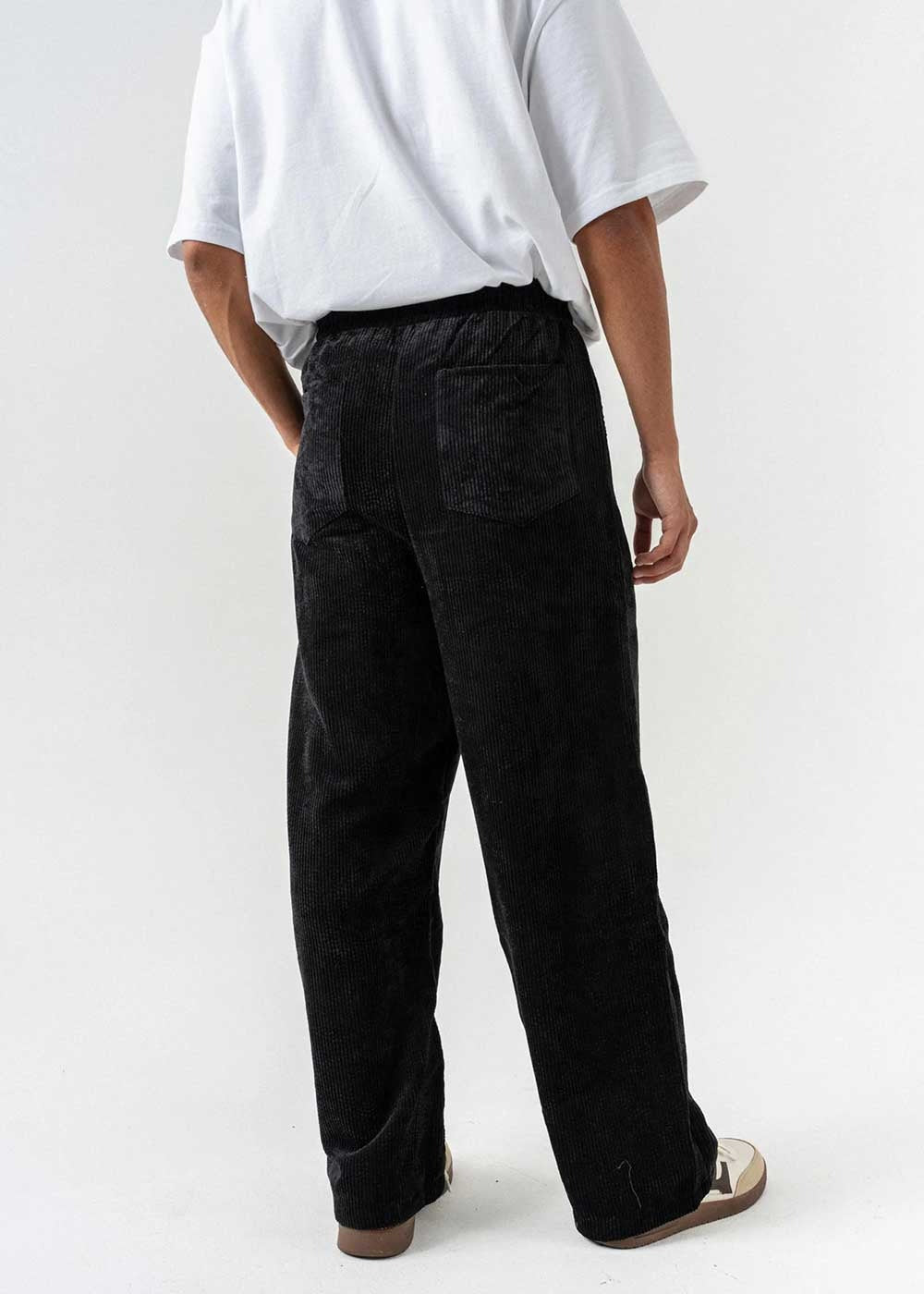 Minimal Premium Κοτλέ Baggy Παντελόνι – Μαύρο – 4