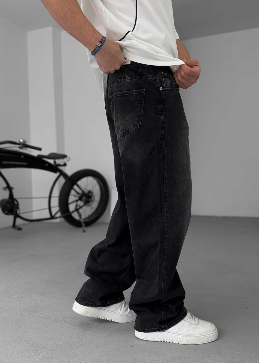 Πετροπλυμένο Baggy Τζιν – Μαύρο – 3