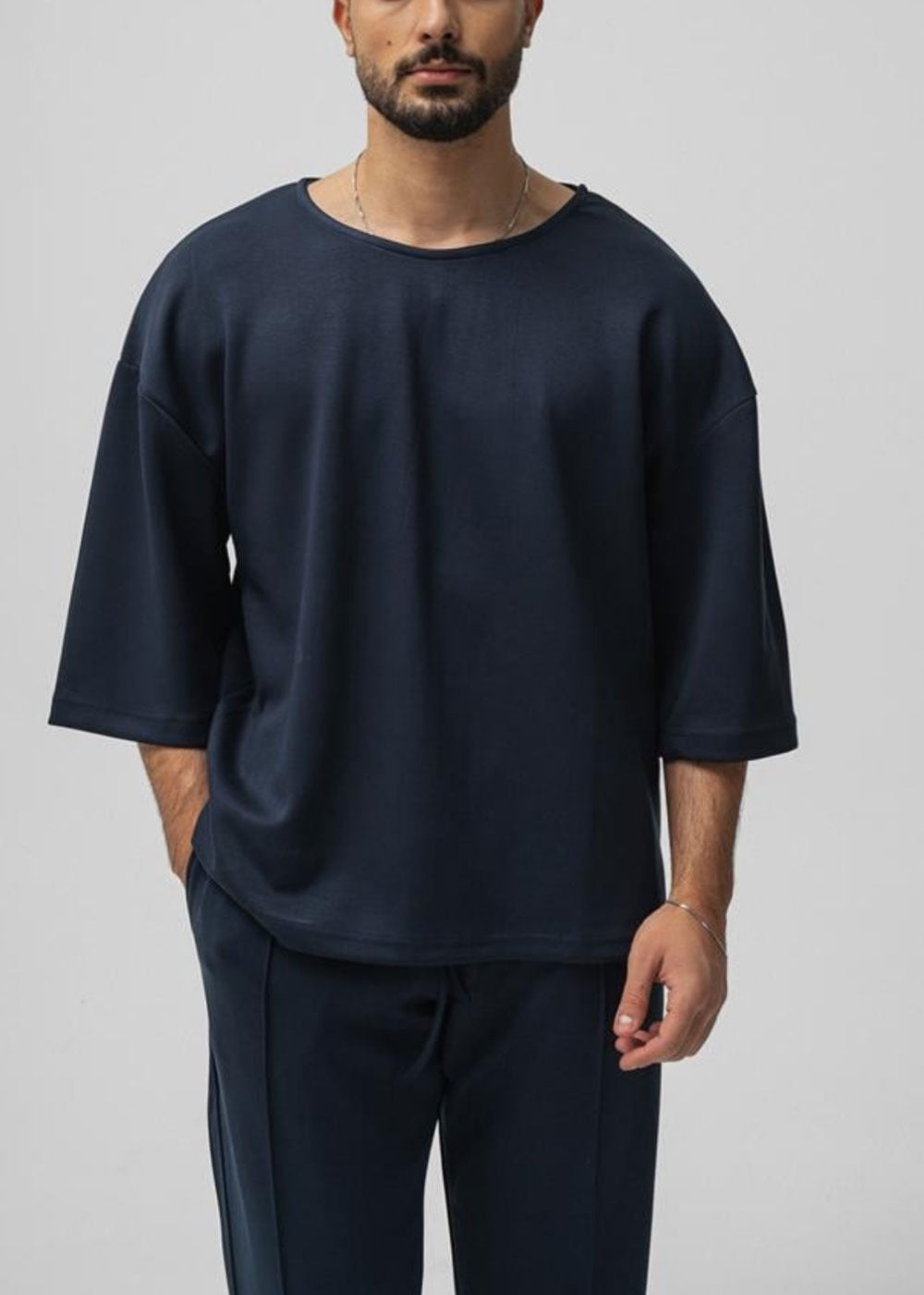 Minimal Co-Ord Set Jogger και 3/4 Μπλούζα με Ελαστικό Ύφασμα – Μπλε – 4