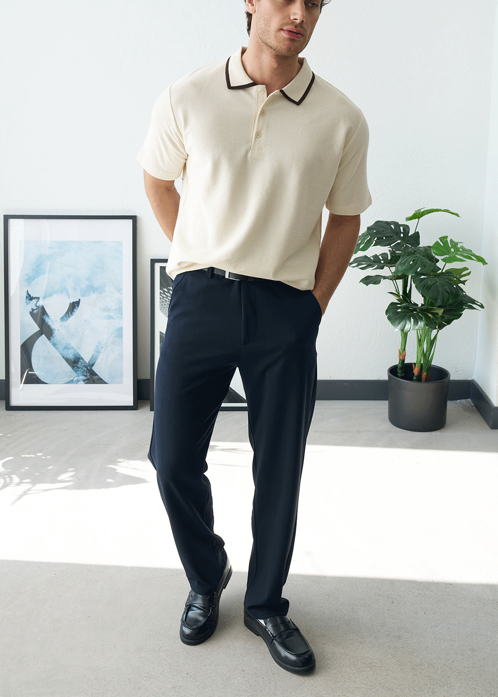 Polo T-Shirt Textured Piping – Μπεζ – 4