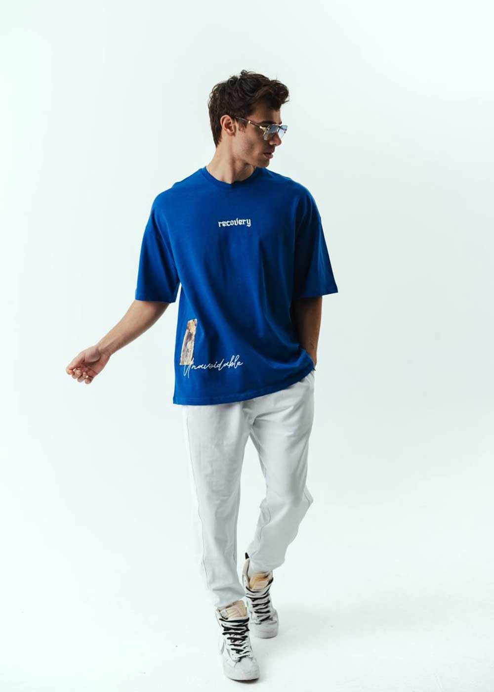 Oversized T-Shirt Recovery Με Κέντημα – Μπλε – 4