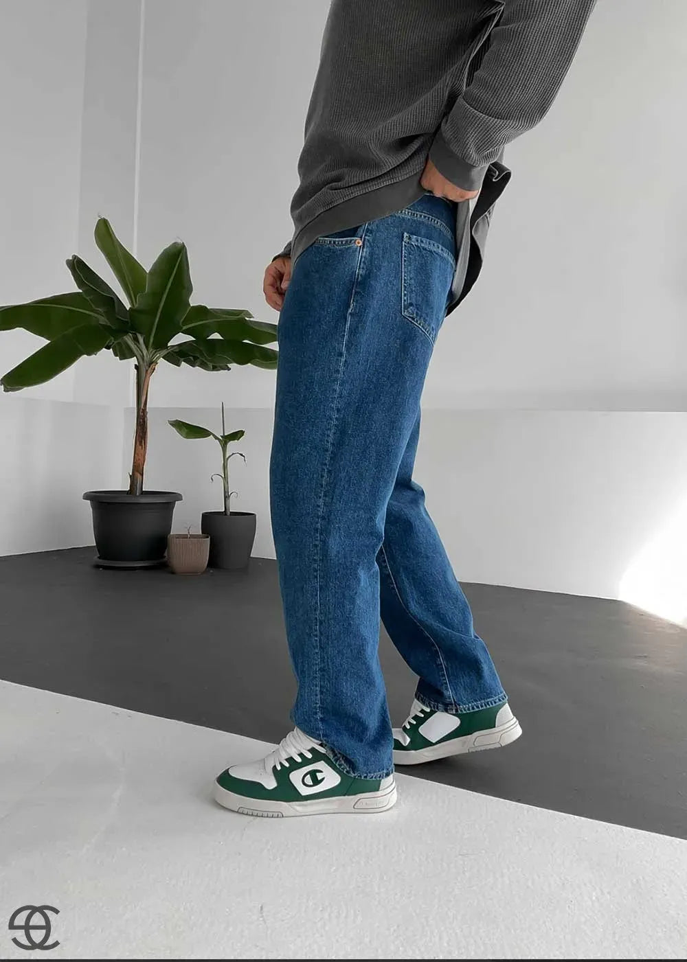 Baggy Denim Τζιν Παντελόνι Με Εφέ Ξεθωριάσματος - Μπλε – 6