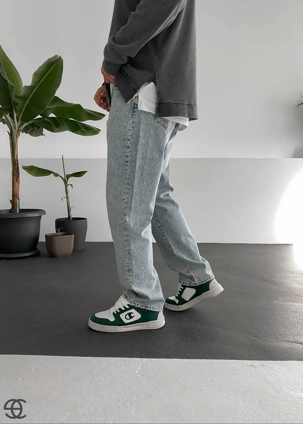 Baggy Denim Τζιν Παντελόνι Με Εφέ Ξεθωριάσματος - Μπλε Του Πάγου – 5
