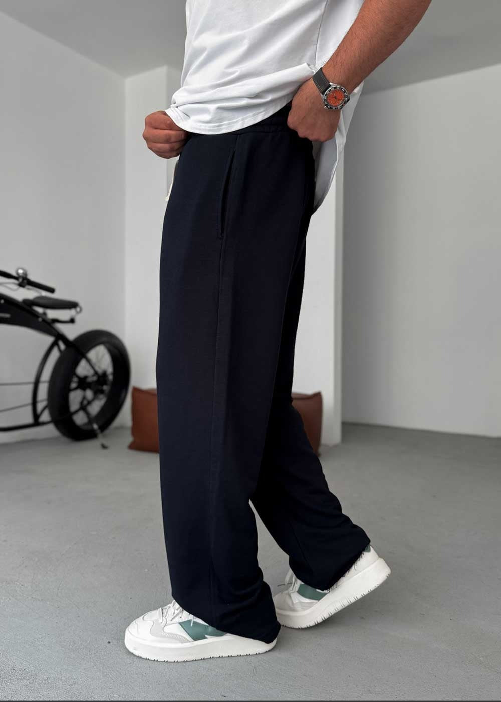 Jogger Φόρμα Τριών Κλωστών Ίσιας Γραμμής – Σκούρο Μπλε – 4