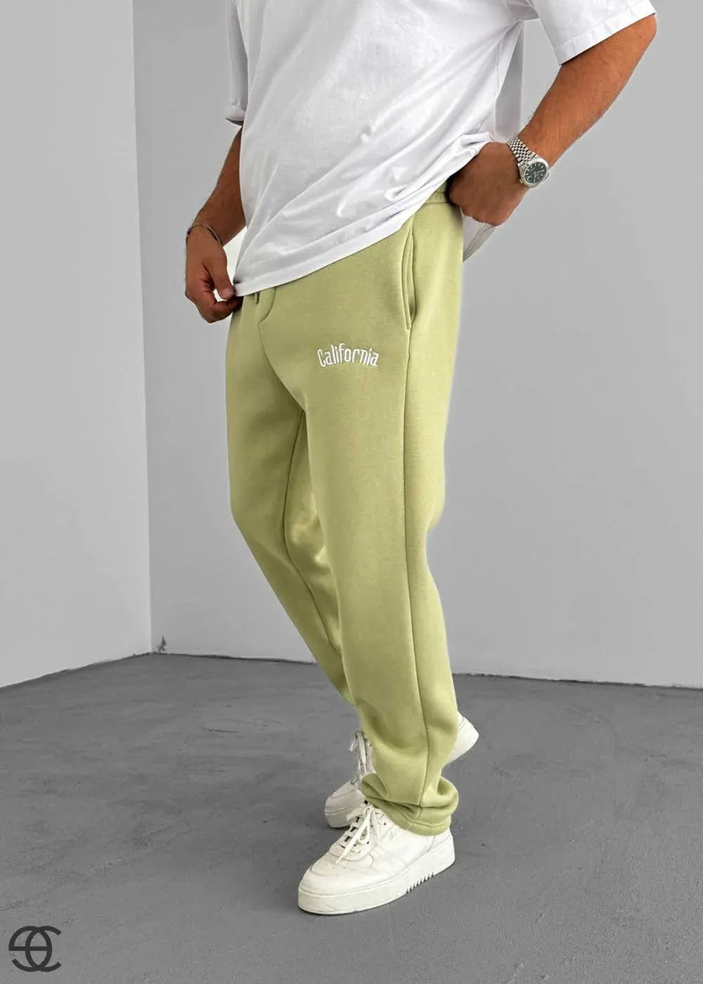 California Jogger Φόρμα Με Λάστιχο Και Εσωτερική Επένδυση -Λαδί – 2