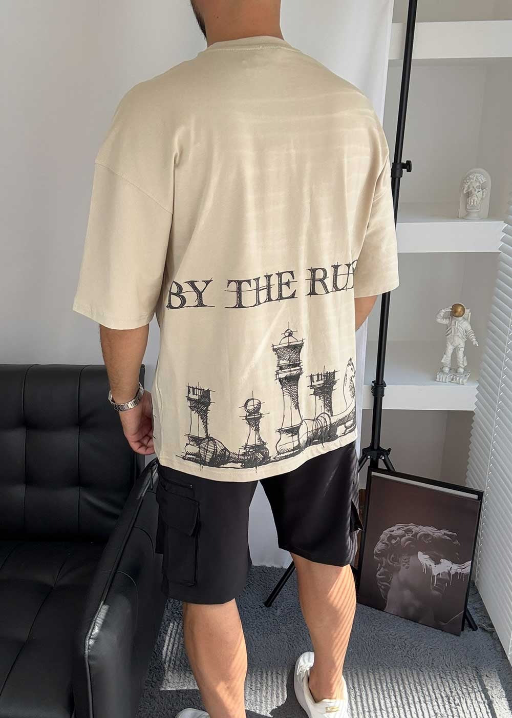 Oversized T- shirt By The Rules -Μπεζ – 4