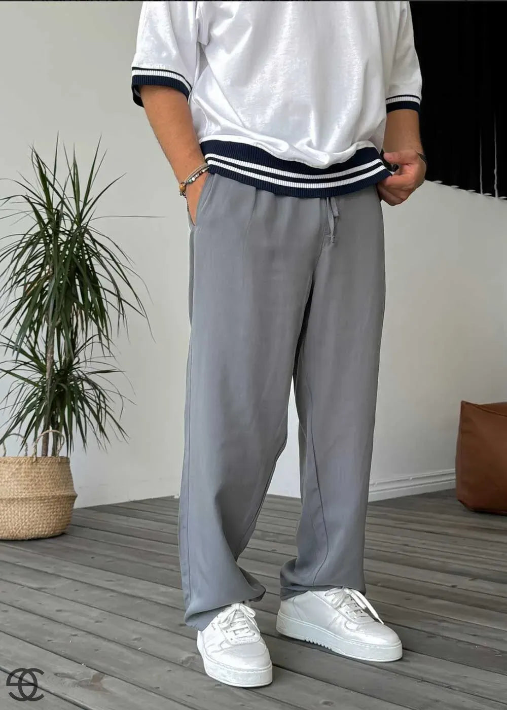 Baggy Παντελόνι Σε Tencel Ύφανση – Γκρι – 4