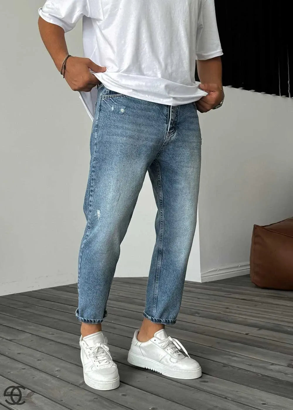 Παντελόνι Τζιν Loose Fit Με Μικρά Σκισίματα - Γαλάζιο – 5