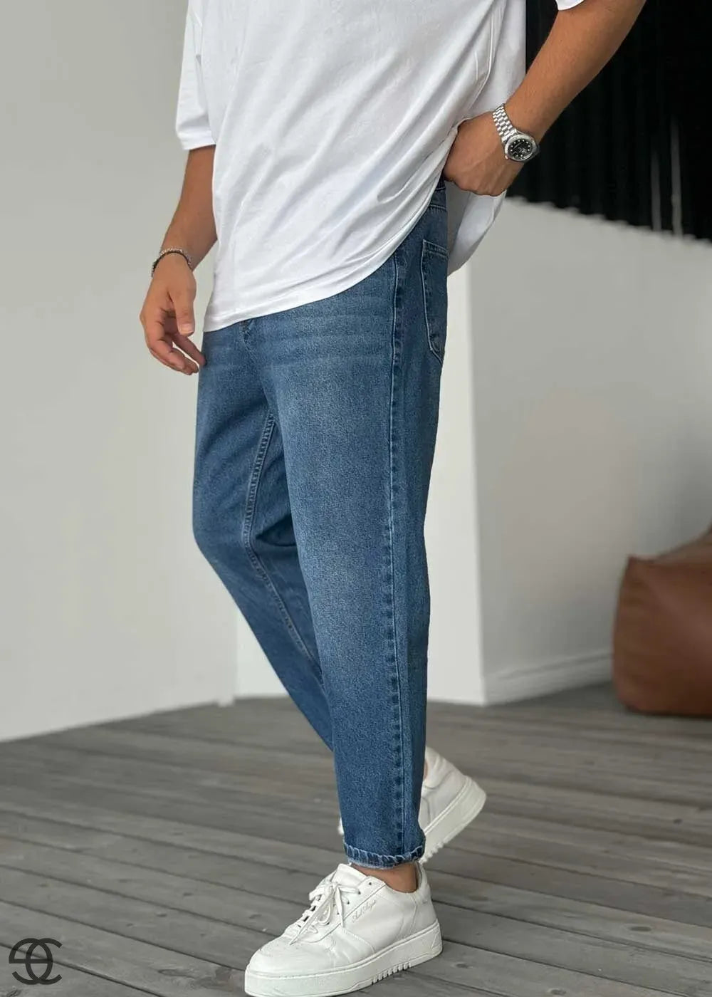 Παντελόνι Τζιν Loose Fit Με Εφέ Πετροπλυμένο - Μπλε – 4