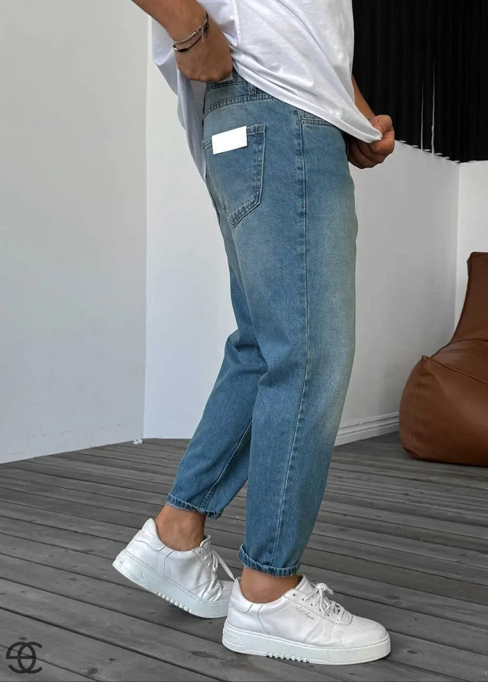 Παντελόνι Τζιν Loose Fit Πεπαλαιωμένο Ανοιχτό Γαλάζιο – 3