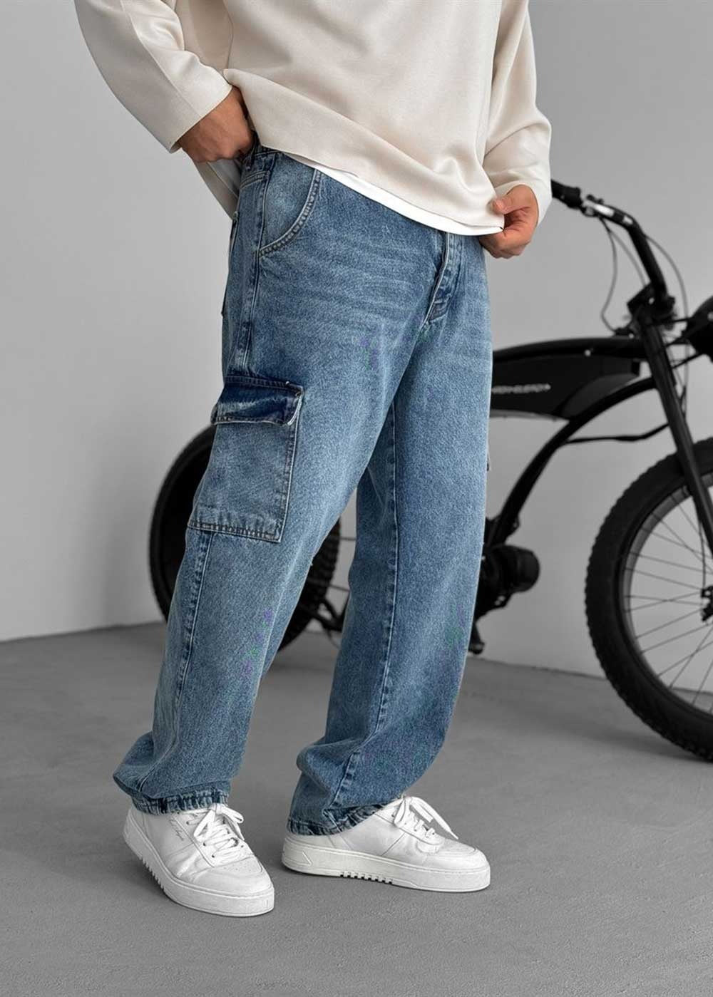 Cargo Παντελόνι Baggy – Μπλε – 4