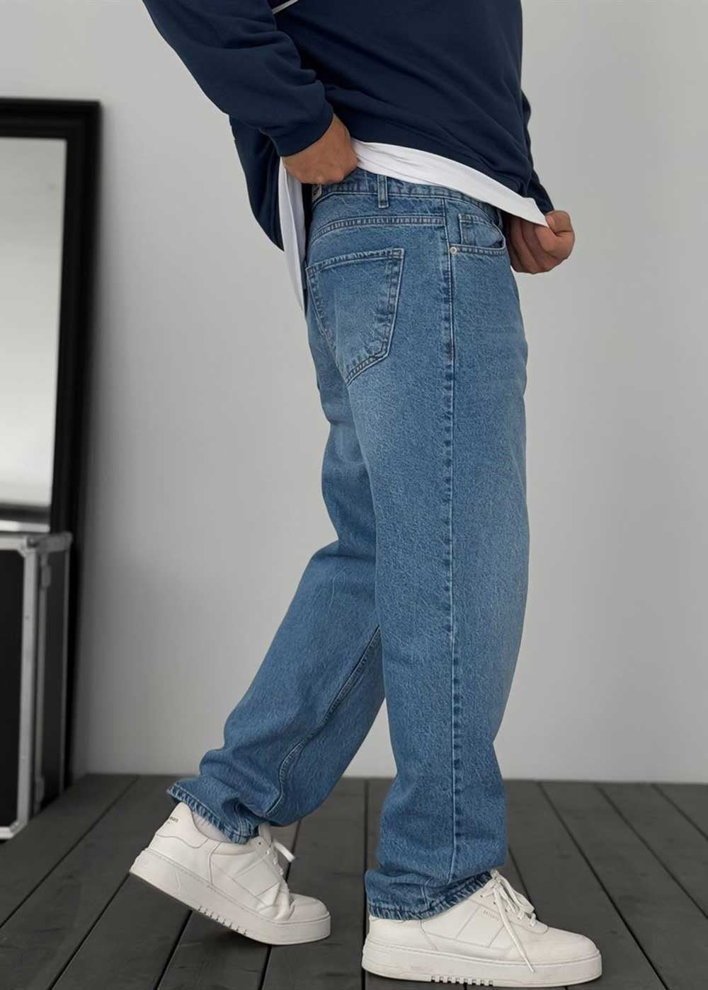 Baggy Παντελόνι Τζιν Με Stonewash – Μπλε – 4